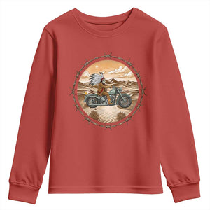 Native American Biker Gift Youth Sweatshirt Skull Motorcycle Rider TS12 Red Print Your Wear