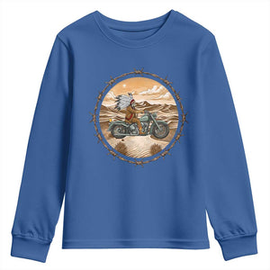 Native American Biker Gift Youth Sweatshirt Skull Motorcycle Rider TS12 Royal Blue Print Your Wear