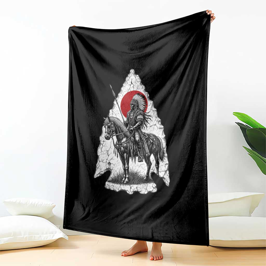Vintage Native American Warrior Throw Blanket Horse Rider Feather Headdress Graphic TS12 Print Your Wear