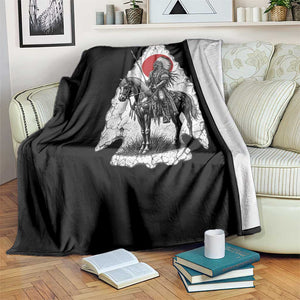 Vintage Native American Warrior Throw Blanket Horse Rider Feather Headdress Graphic TS12 Print Your Wear