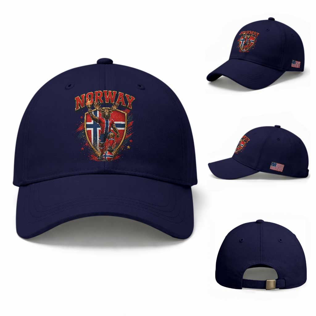 Funny Norway Norwegian Moose Baseball Cap Soccer Fan Game Day Gift TS12 Baseball Cap Universal Fit Dark Blue Print Your Wear