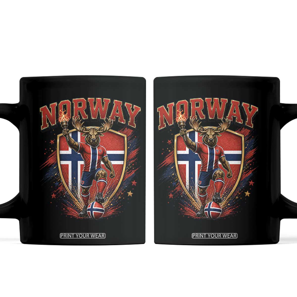 Funny Norway Norwegian Moose Coffee Mug Soccer Fan Game Day Gift TS12 Black Print Your Wear