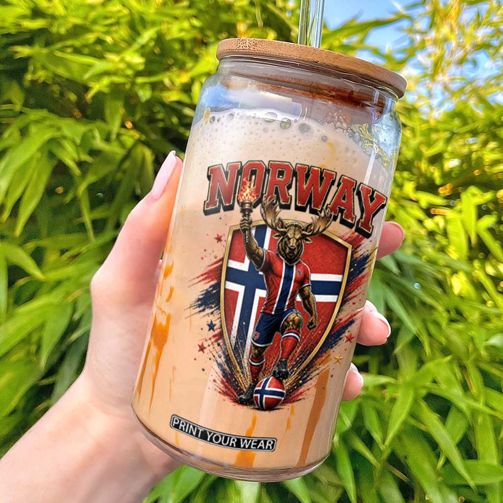 Funny Norway Norwegian Moose Glass Can Soccer Fan Game Day Gift TS12 Black Print Your Wear