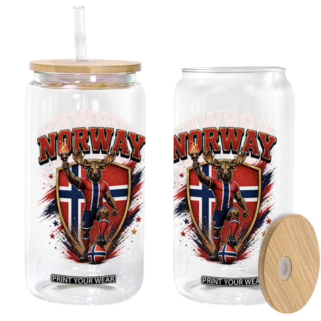 Funny Norway Norwegian Moose Glass Can Soccer Fan Game Day Gift TS12 Print Your Wear