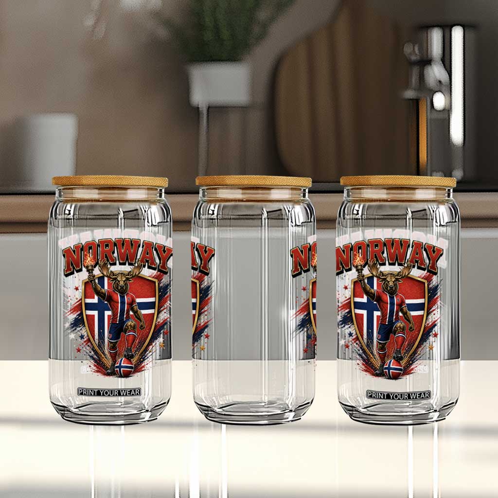 Funny Norway Norwegian Moose Glass Can Soccer Fan Game Day Gift TS12 Print Your Wear