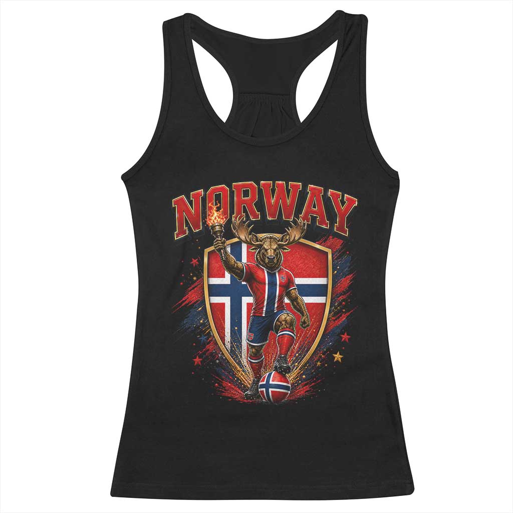 Funny Norway Norwegian Moose Racerback Tank Top Soccer Fan Game Day Gift TS12 Black Print Your Wear