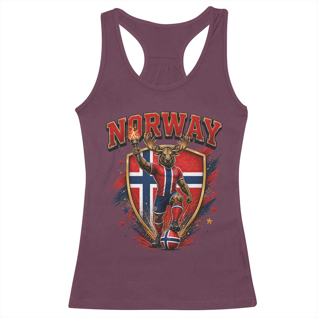 Funny Norway Norwegian Moose Racerback Tank Top Soccer Fan Game Day Gift TS12 Maroon Print Your Wear