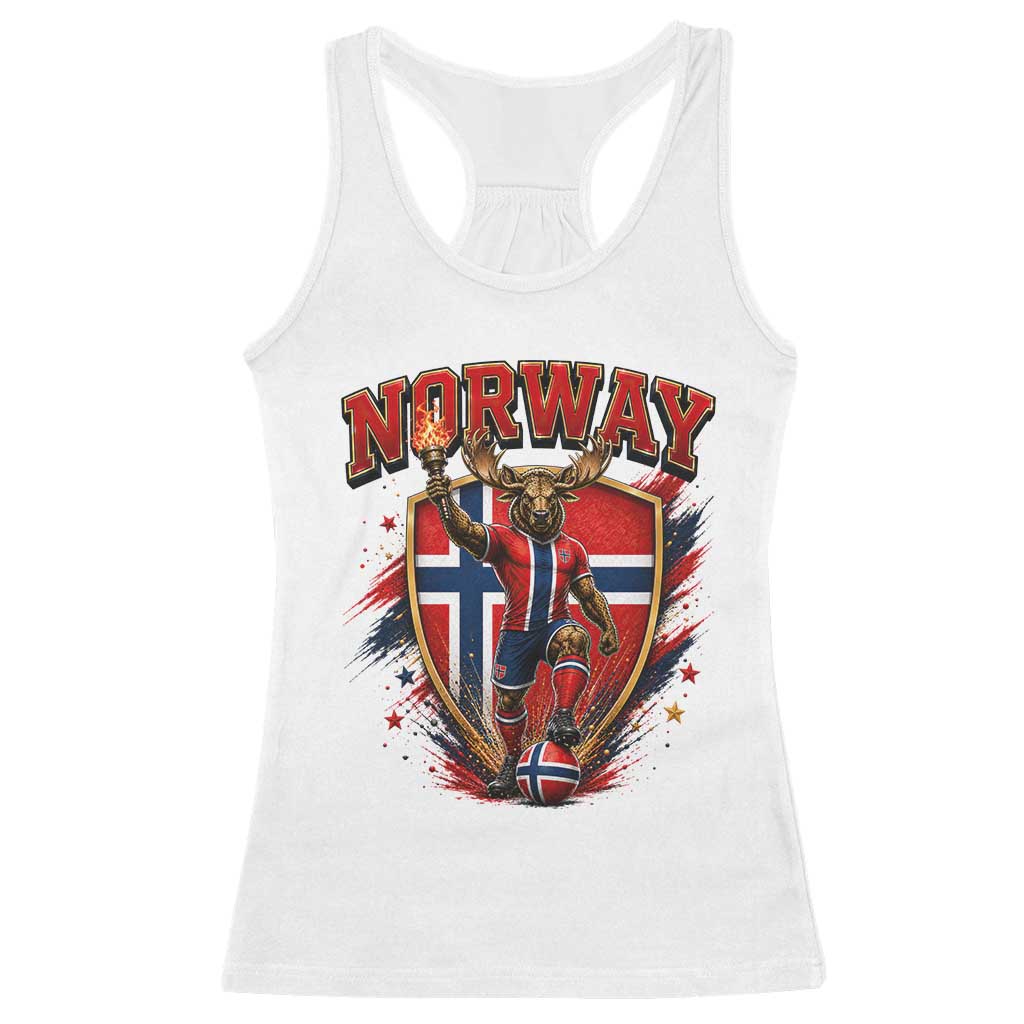 Funny Norway Norwegian Moose Racerback Tank Top Soccer Fan Game Day Gift TS12 White Print Your Wear