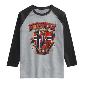 Funny Norway Norwegian Moose Raglan Shirt Soccer Fan Game Day Gift TS12 Heather Gray Black Print Your Wear