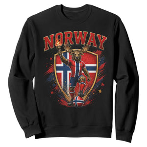 Funny Norway Norwegian Moose Sweatshirt Soccer Fan Game Day Gift TS12 Black Print Your Wear
