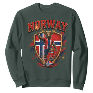 Funny Norway Norwegian Moose Sweatshirt Soccer Fan Game Day Gift TS12 Dark Forest Green Print Your Wear