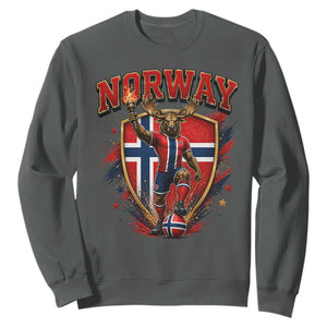 Funny Norway Norwegian Moose Sweatshirt Soccer Fan Game Day Gift TS12 Dark Heather Print Your Wear
