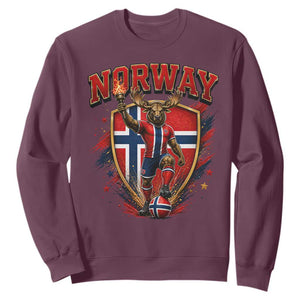 Funny Norway Norwegian Moose Sweatshirt Soccer Fan Game Day Gift TS12 Maroon Print Your Wear