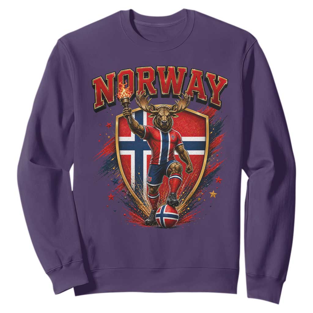 Funny Norway Norwegian Moose Sweatshirt Soccer Fan Game Day Gift TS12 Purple Print Your Wear