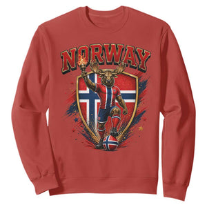 Funny Norway Norwegian Moose Sweatshirt Soccer Fan Game Day Gift TS12 Red Print Your Wear