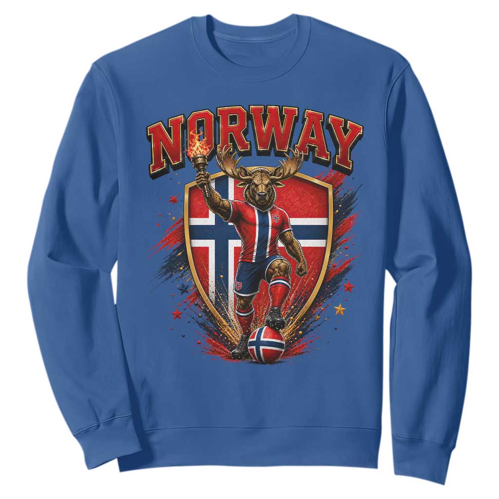 Funny Norway Norwegian Moose Sweatshirt Soccer Fan Game Day Gift TS12 Royal Blue Print Your Wear