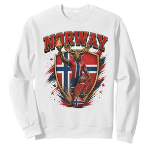 Funny Norway Norwegian Moose Sweatshirt Soccer Fan Game Day Gift TS12 White Print Your Wear