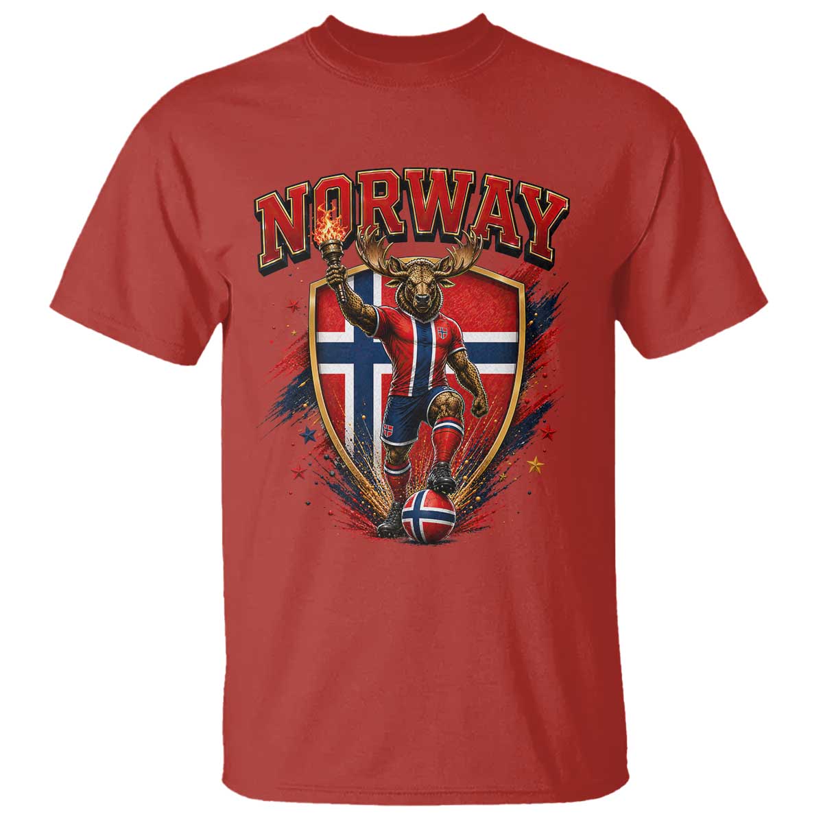Funny Norway Norwegian Moose T Shirt Soccer Fan Game Day Gift TS12 Red Print Your Wear