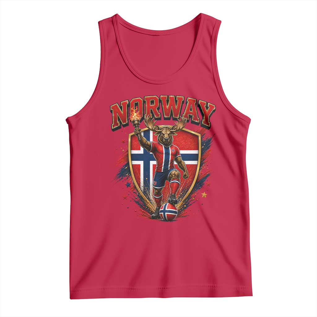 Funny Norway Norwegian Moose Tank Top Soccer Fan Game Day Gift TS12 Red Print Your Wear