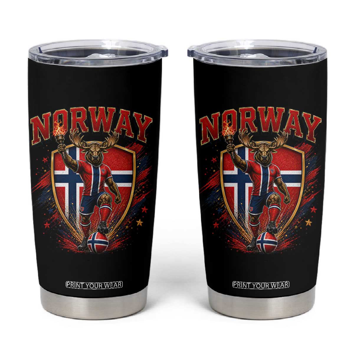 Funny Norway Norwegian Moose Tumbler Cup Soccer Fan Game Day Gift TS12 Black Print Your Wear