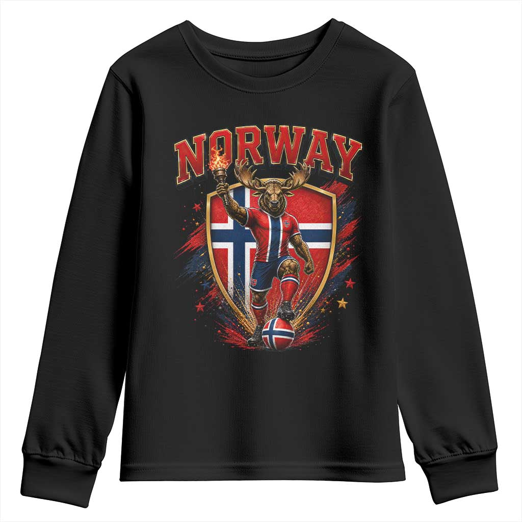 Funny Norway Norwegian Moose Youth Sweatshirt Soccer Fan Game Day Gift TS12 Black Print Your Wear