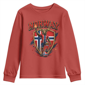 Funny Norway Norwegian Moose Youth Sweatshirt Soccer Fan Game Day Gift TS12 Red Print Your Wear