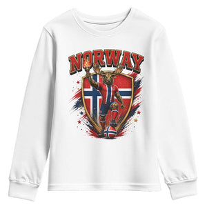 Funny Norway Norwegian Moose Youth Sweatshirt Soccer Fan Game Day Gift TS12 White Print Your Wear