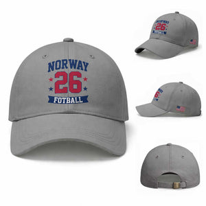 Vintage Norway Fotball Baseball Cap Norwegian Flag Game Day Fan Gift TS12 Baseball Cap Universal Fit Sport Gray Print Your Wear