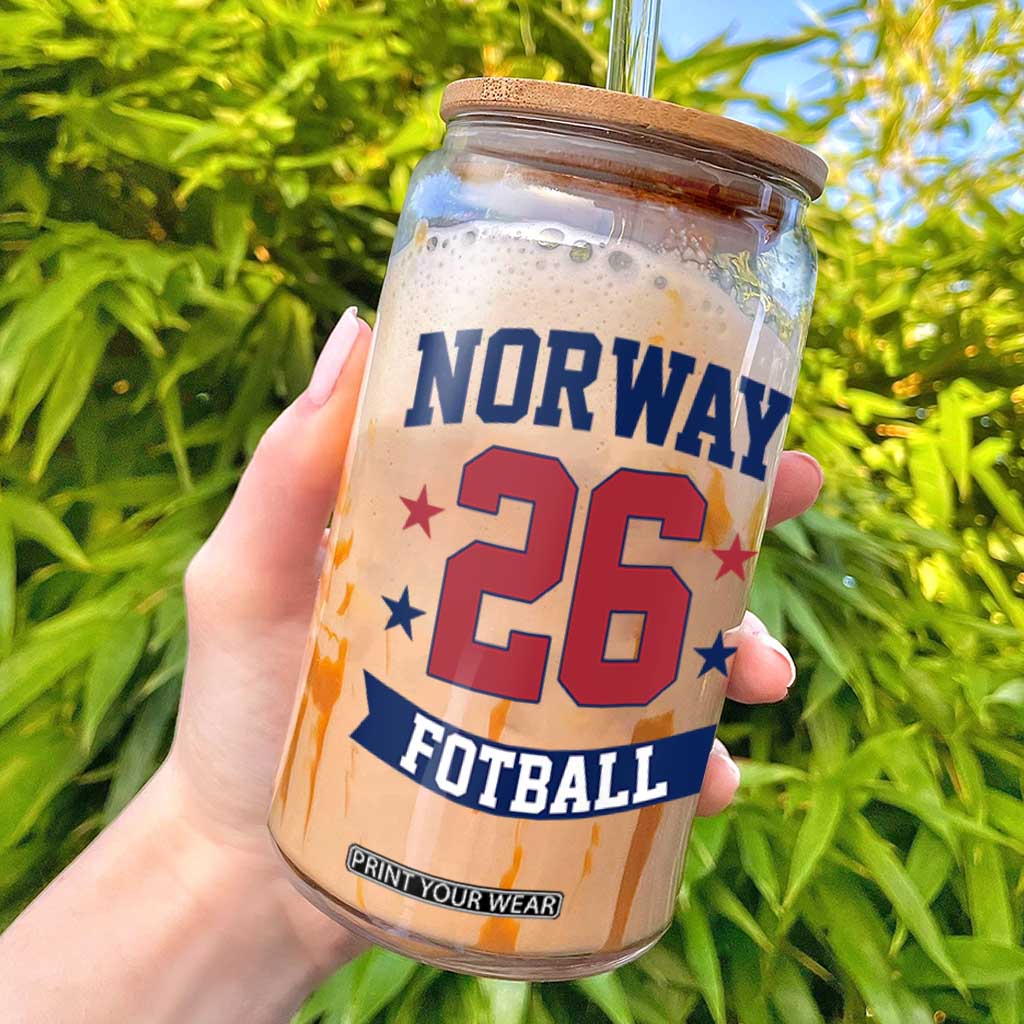 Vintage Norway Fotball Glass Can Norwegian Flag Game Day Fan Gift TS12 White Print Your Wear
