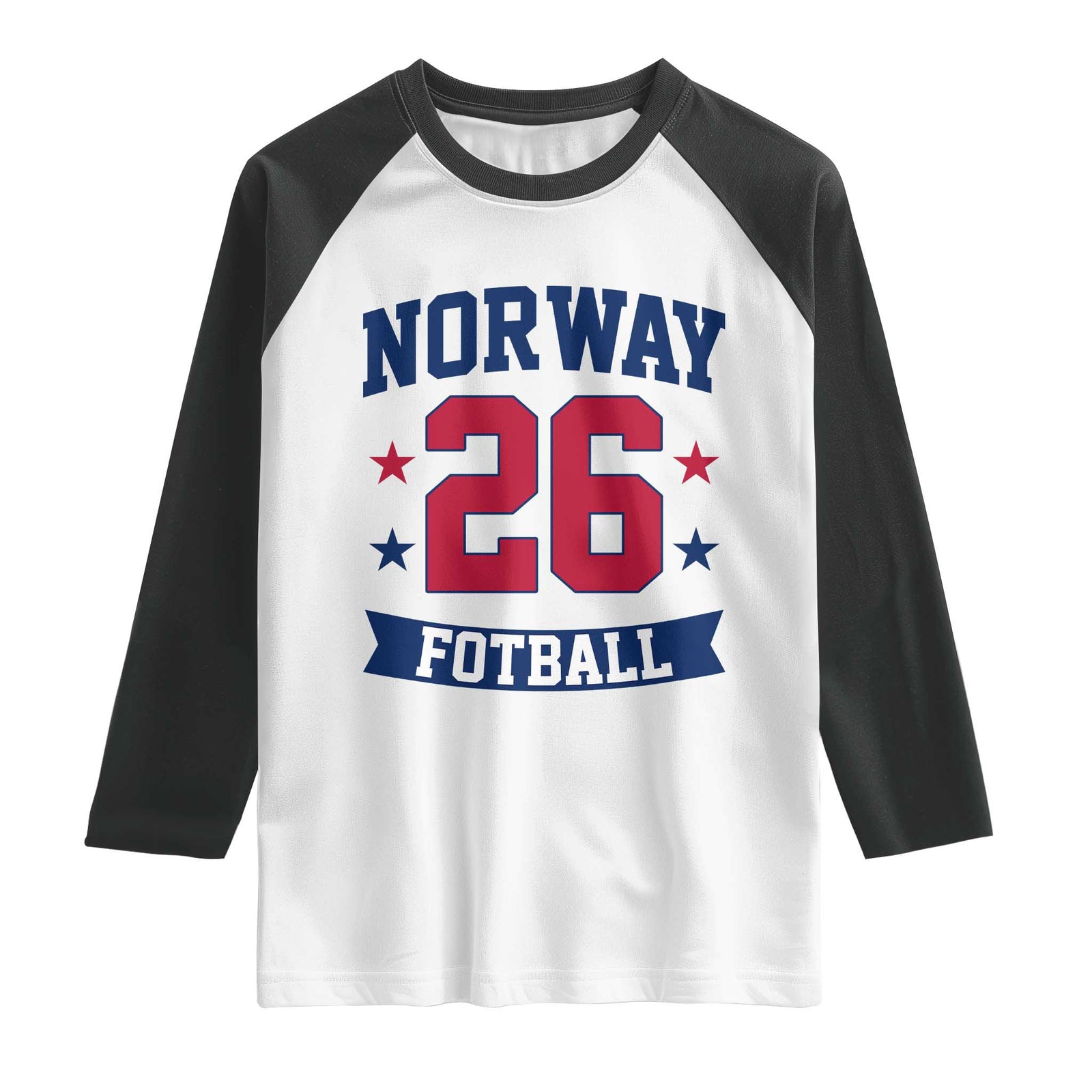 Vintage Norway Fotball Raglan Shirt Norwegian Flag Game Day Fan Gift TS12 White Black Print Your Wear