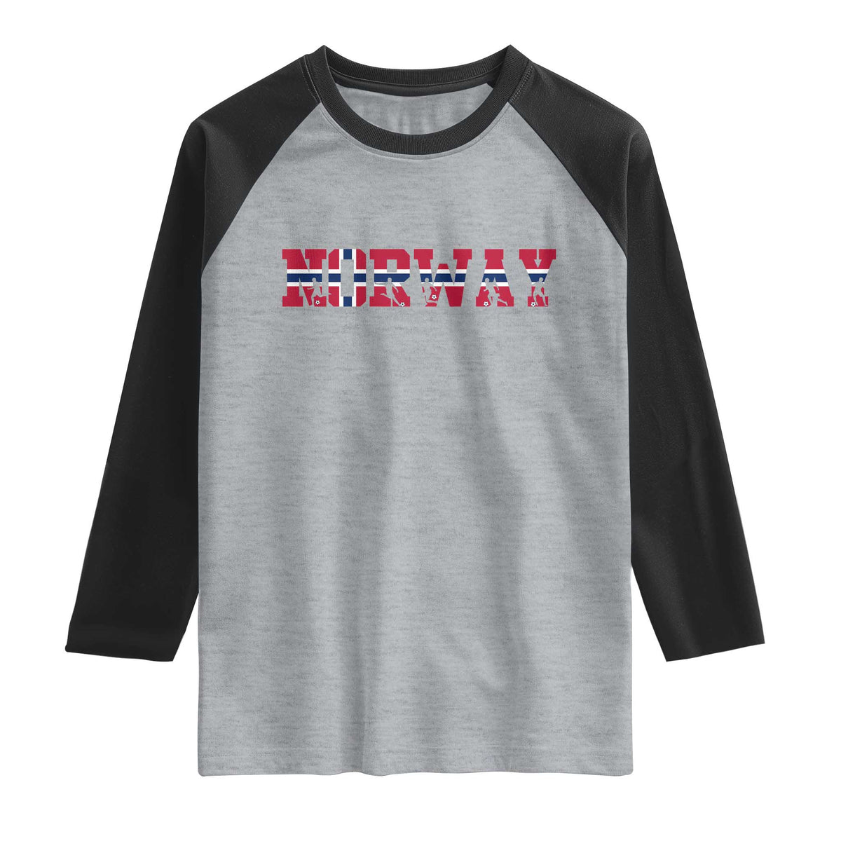 Vintage Norway Fotball Raglan Shirt Scandinavian Pride Fan Gift TS12 Heather Gray Black Print Your Wear