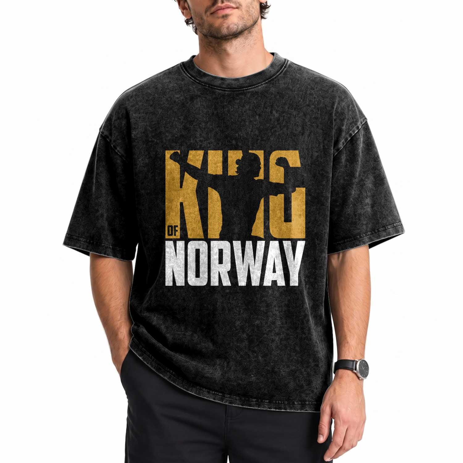 King Of Norway Football Washed Cotton T-Shirt Proud Norwegian Supporter Fan