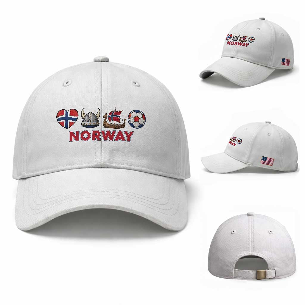 Norwegian Pride Baseball Cap Norway Soccer Football Supporter Gift TS12 Baseball Cap Universal Fit White Print Your Wear