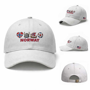 Norwegian Pride Baseball Cap Norway Soccer Football Supporter Gift TS12 Baseball Cap Universal Fit White Print Your Wear
