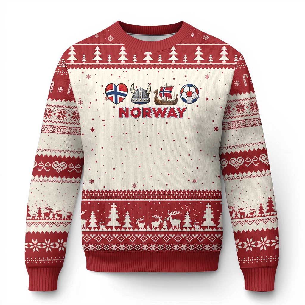 Norwegian Pride Ugly Christmas Sweater Norway Soccer Football Supporter Gift TS12 Beige Red Print Your Wear