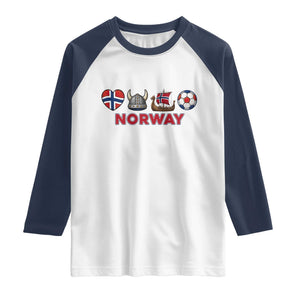 Norwegian Pride Raglan Shirt Norway Soccer Football Supporter Gift TS12 White Navy Print Your Wear