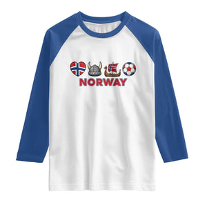 Norwegian Pride Raglan Shirt Norway Soccer Football Supporter Gift TS12 White Royal Print Your Wear