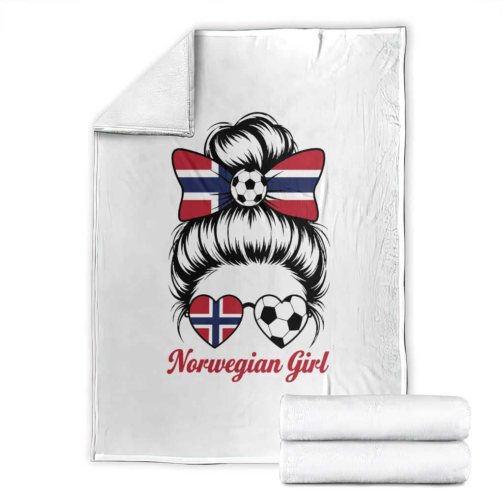 Norwegian Soccer Girl Throw Blanket Messy Bun Sunglasses Football Fan TS12 White Print Your Wear