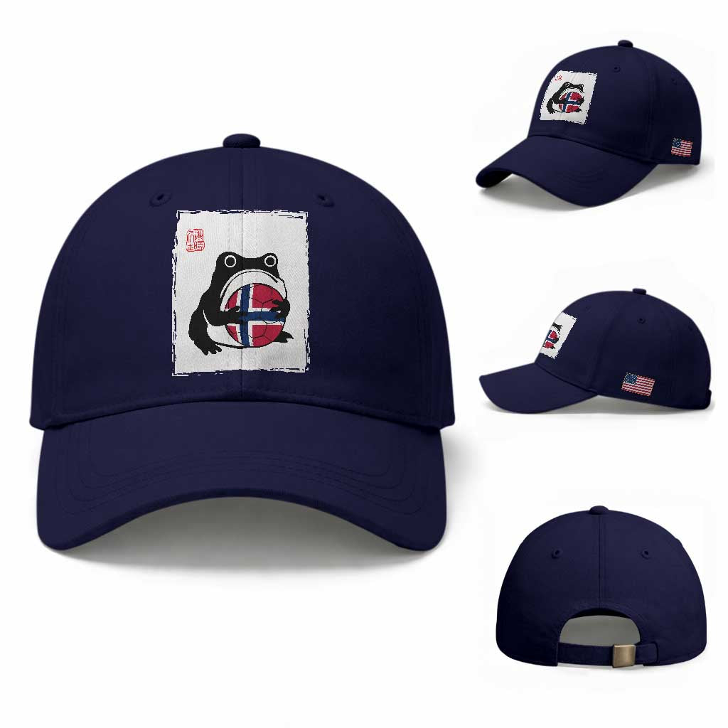 Grumpy Frog Norway Soccer Fan Baseball Cap Japanese Style Match Day TS12 Baseball Cap Universal Fit Dark Blue Print Your Wear