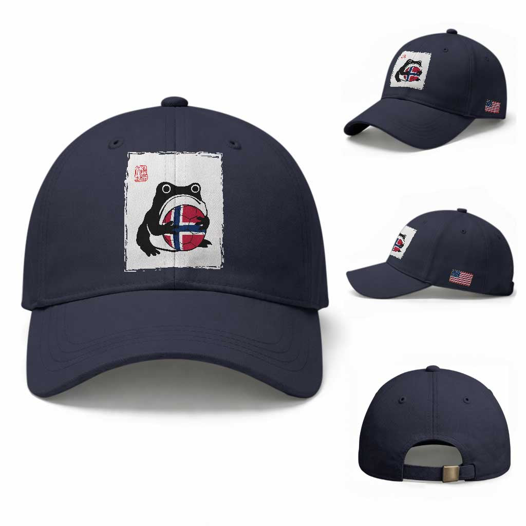 Grumpy Frog Norway Soccer Fan Baseball Cap Japanese Style Match Day TS12 Baseball Cap Universal Fit Navy Print Your Wear