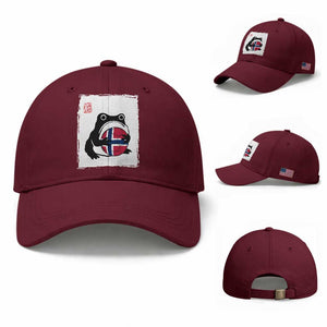 Grumpy Frog Norway Soccer Fan Baseball Cap Japanese Style Match Day TS12 Baseball Cap Universal Fit Maroon Print Your Wear