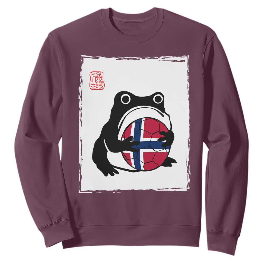 Grumpy Frog Norway Soccer Fan Sweatshirt Japanese Style Match Day TS12 Maroon Print Your Wear