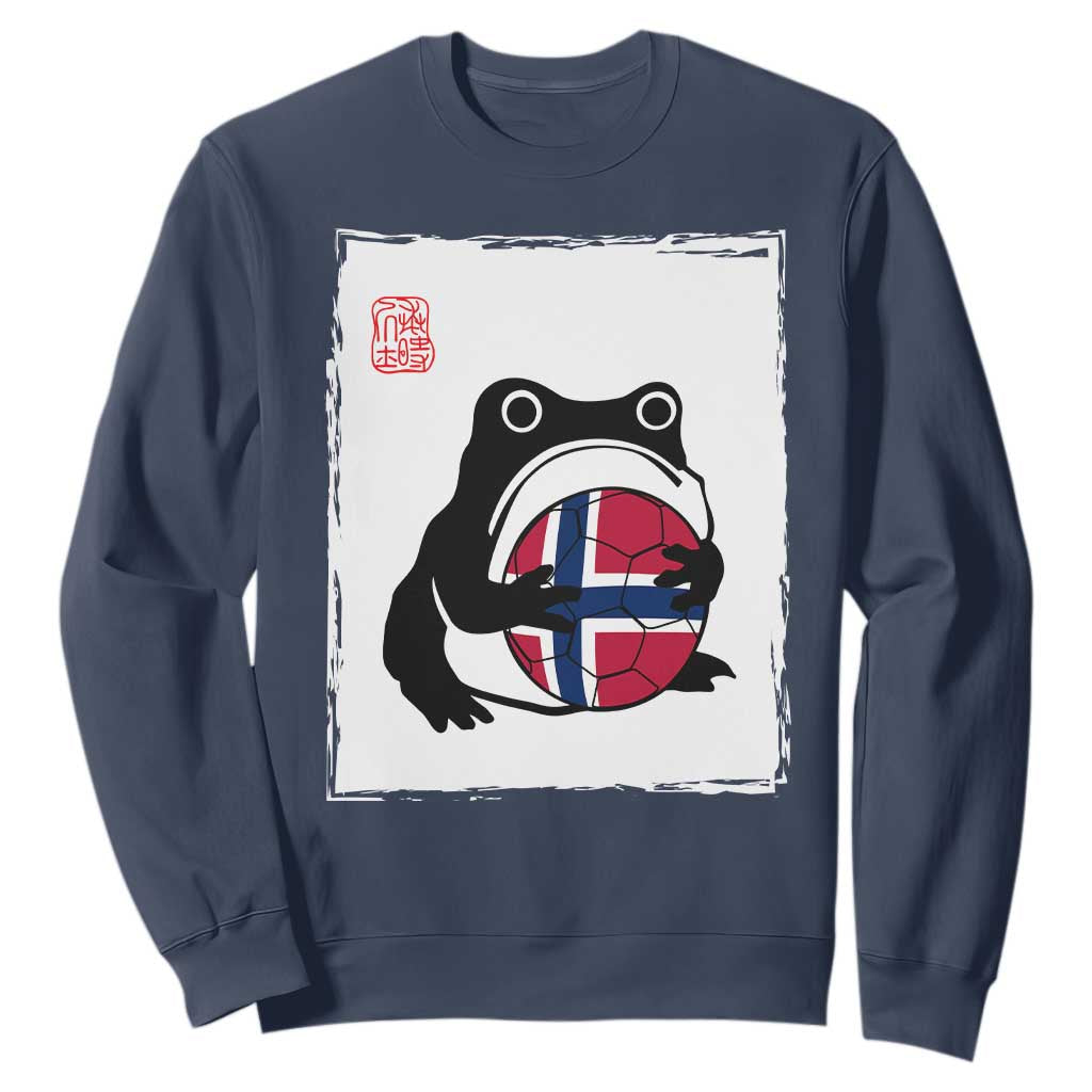 Grumpy Frog Norway Soccer Fan Sweatshirt Japanese Style Match Day TS12 Navy Print Your Wear
