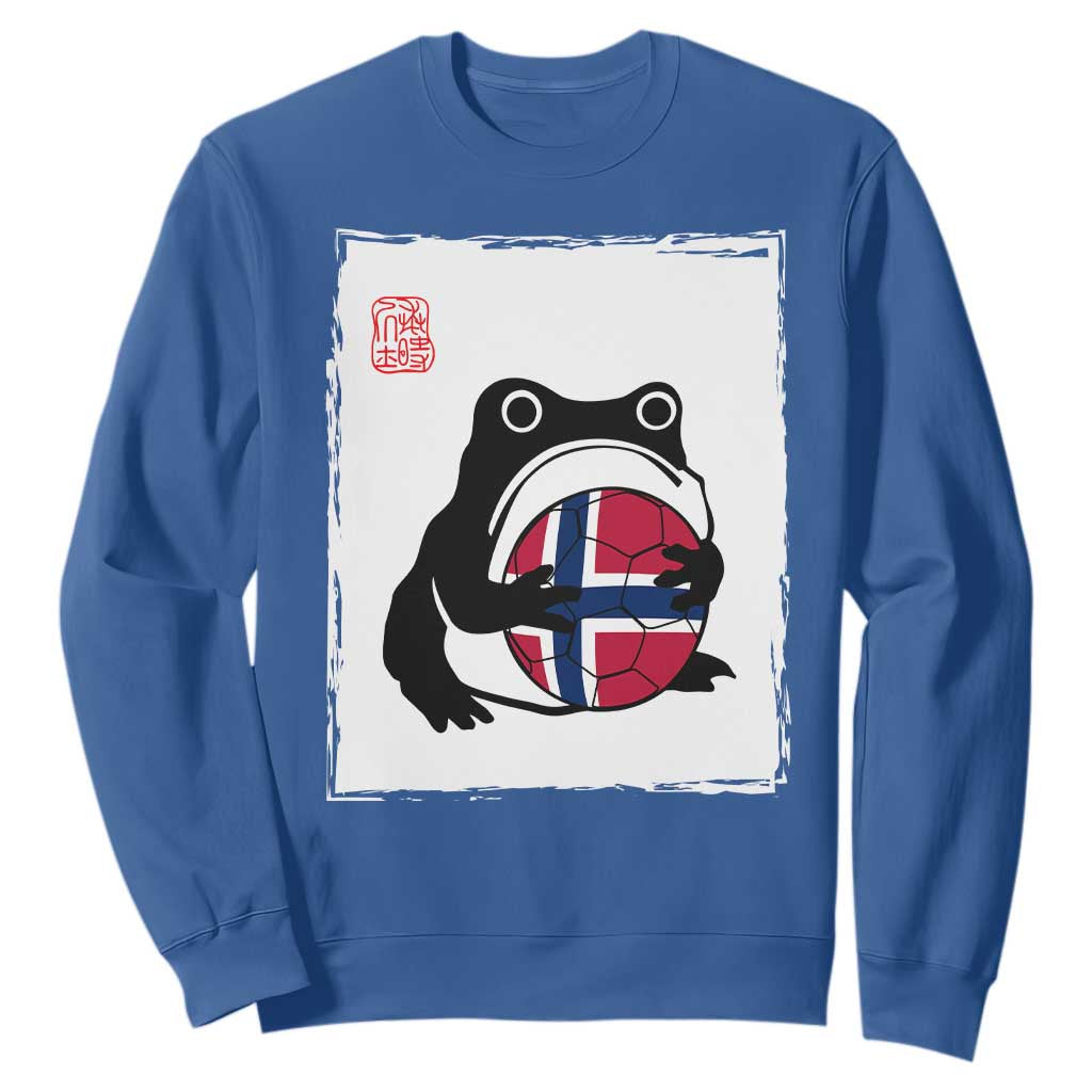Grumpy Frog Norway Soccer Fan Sweatshirt Japanese Style Match Day TS12 Royal Blue Print Your Wear