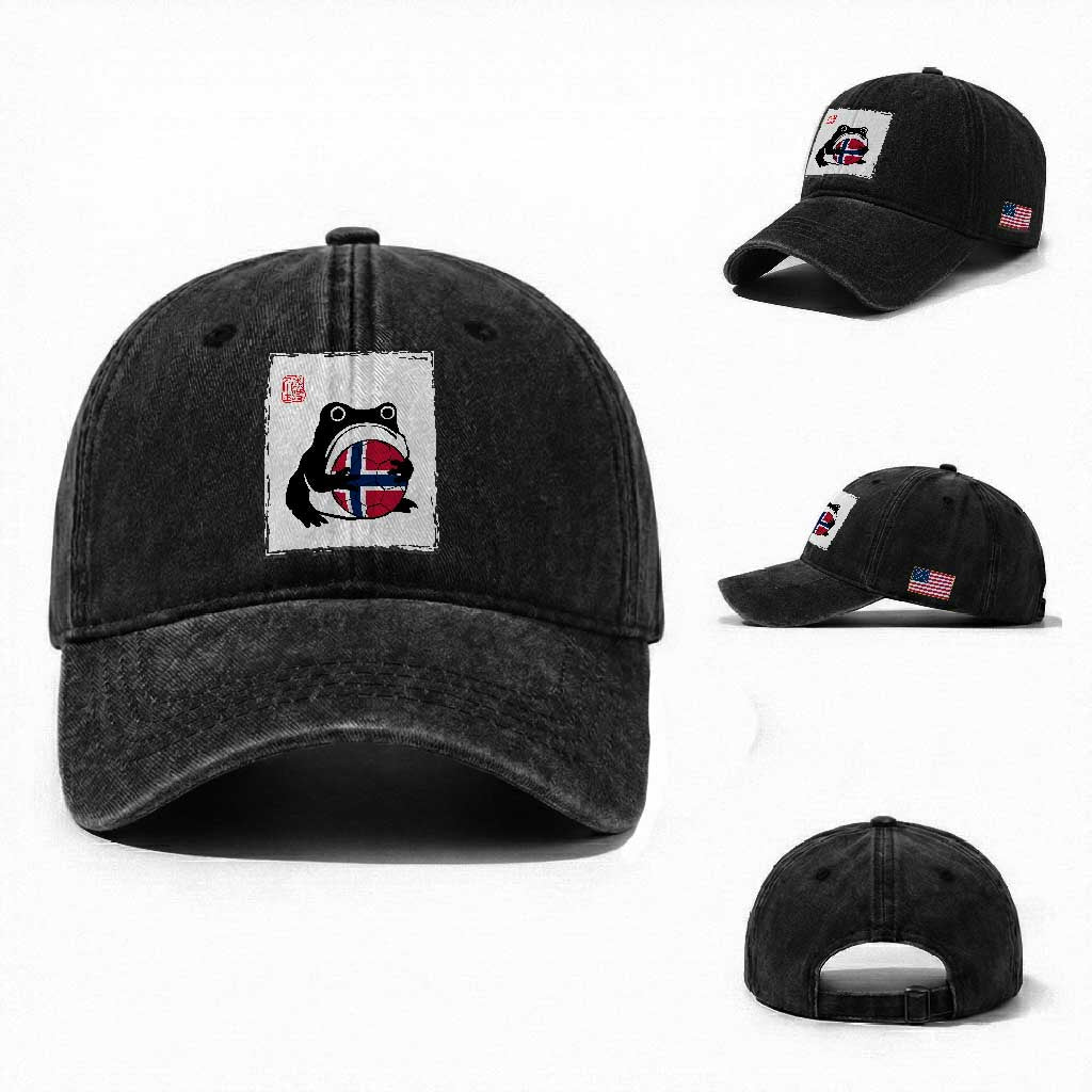 Grumpy Frog Norway Soccer Fan Washed Cotton Baseball Cap Japanese Style Match Day TS12 Washed Cap Universal Fit Black Print Your Wear