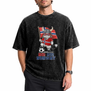 Ro Ro Norway Washed Cotton T-Shirt Norwegian Pride Cat Lover Norway Flag Gift