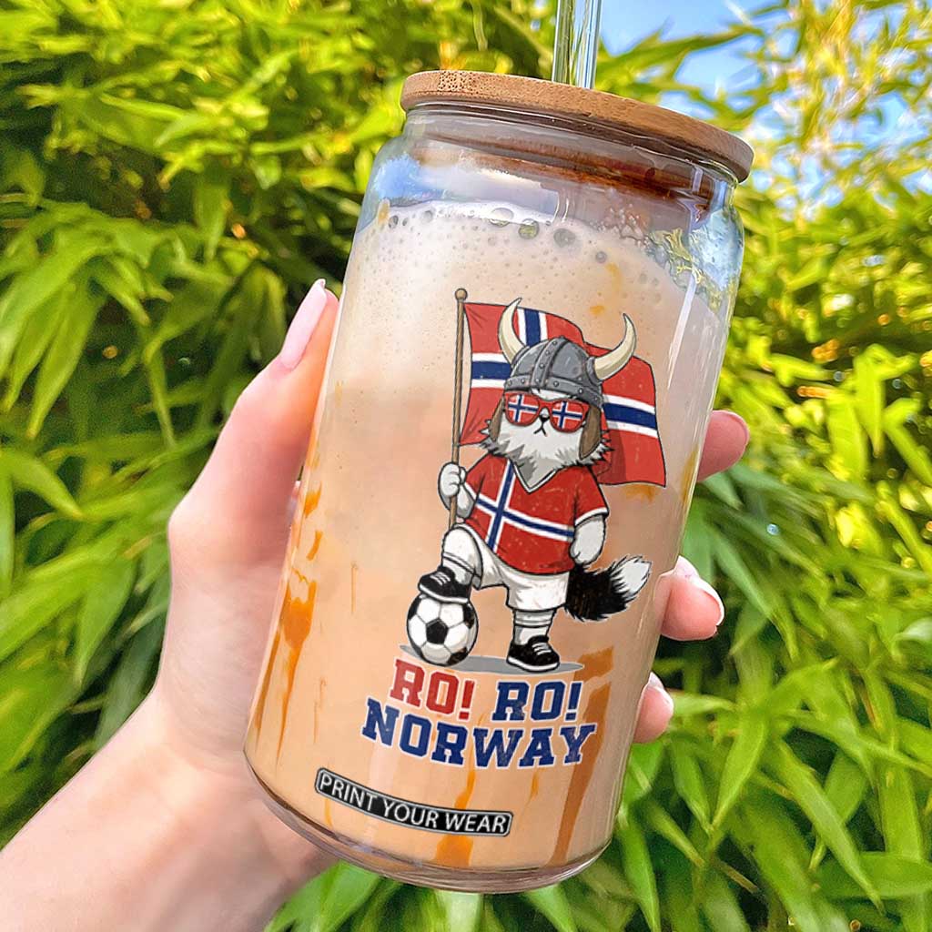 Ro Ro Norway Glass Can Norwegian Pride Cat Lover Norway Flag Gift TS12 Black Print Your Wear