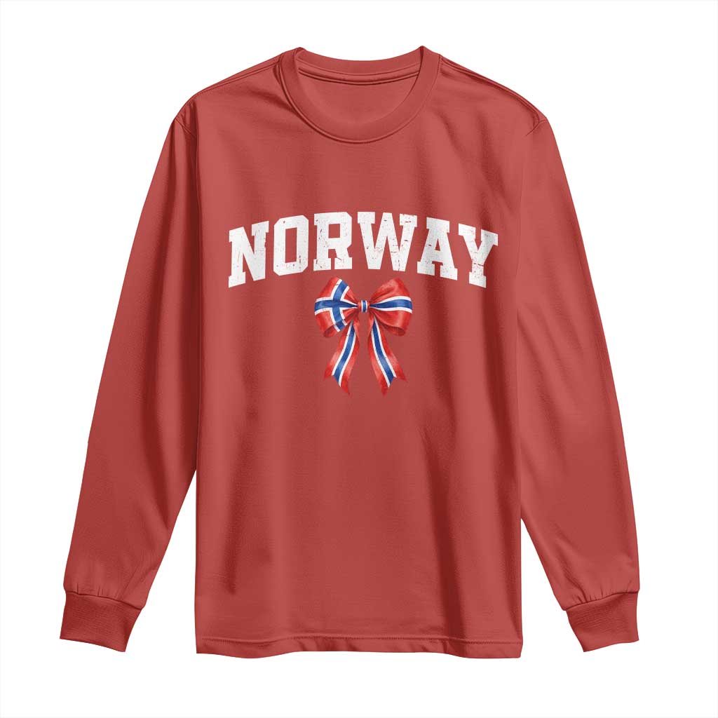 Norwegian Girl Coquette Bow Long Sleeve Shirt Norway Flag Pride Gift TS12 Red Print Your Wear