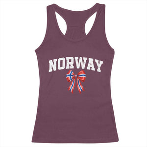 Norwegian Girl Coquette Bow Racerback Tank Top Norway Flag Pride Gift TS12 Maroon Print Your Wear