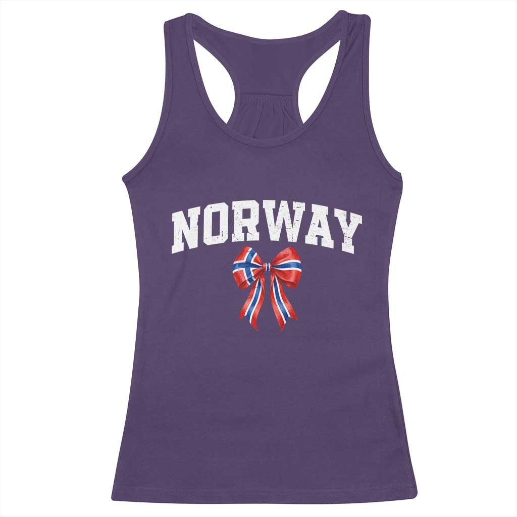 Norwegian Girl Coquette Bow Racerback Tank Top Norway Flag Pride Gift TS12 Purple Print Your Wear